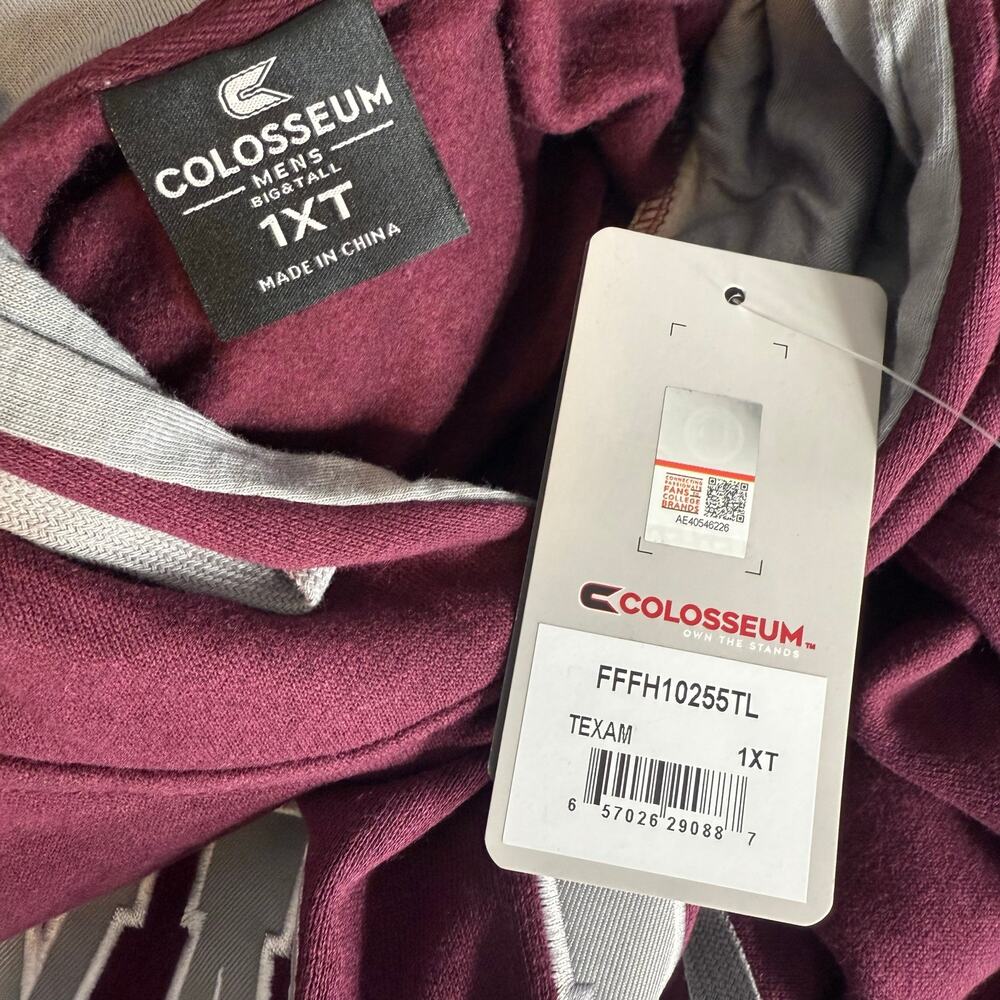 Colosseum Texas A&M Aggies Arch Logo Hoodie Mens 1XT Maroon Fleece Sweatshirt - Picture 6 of 7